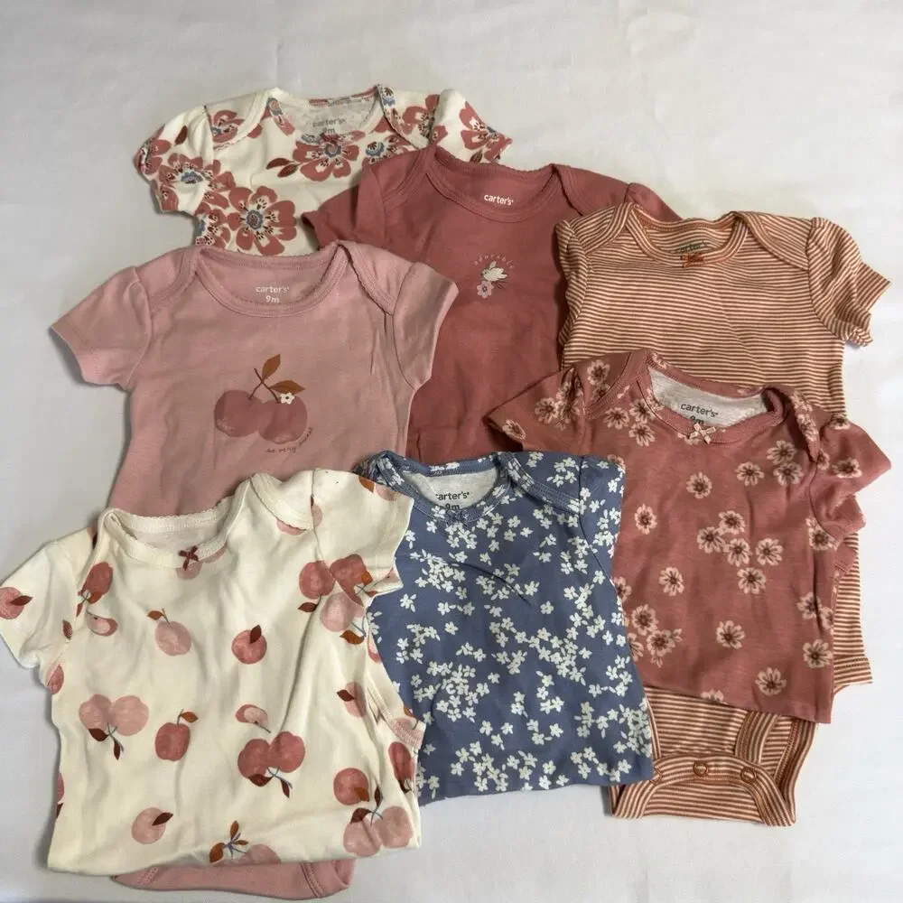 Carter's Baby Girl's Bodysuit Set 7 Pack Short Sleeve 9 Months Pink